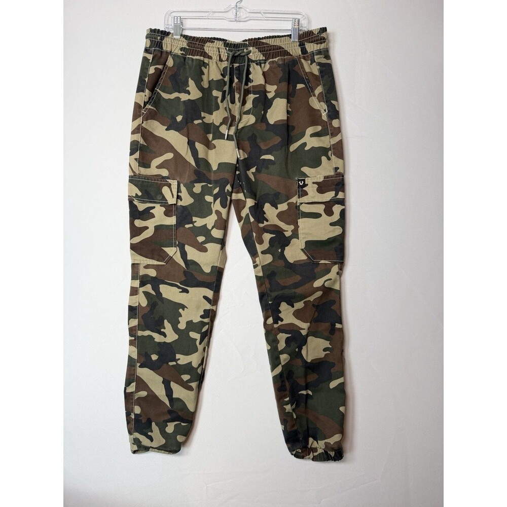 True Religion Men’s Camo Cargo Jogger Pants Size Large Green Brown Hunting